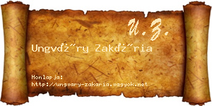 Ungváry Zakária névjegykártya